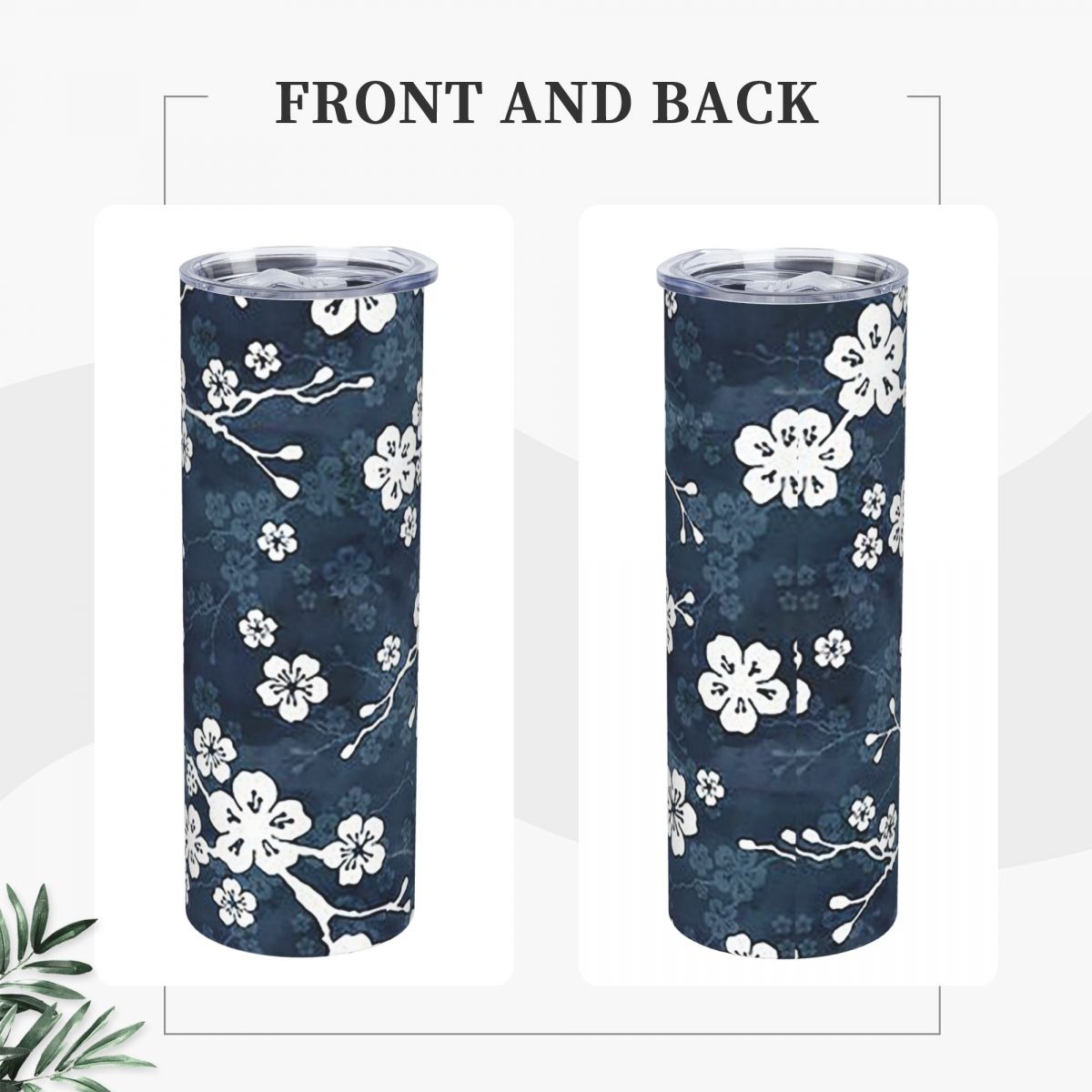 Navy And White Cherry Blossom  - Tumbler 20Oz White review and price